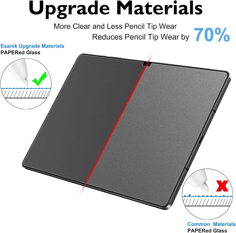 Esanik 2 Pack Like Paper Glass Screen Protector for Samsung Galaxy Tab S10 Ultra/S9 Ultra/S8 Ultra (14.6 inch) 9H Tempered Glass Film with Alignment Frame, Writing Like on Paper, Anti Glare - Image 3